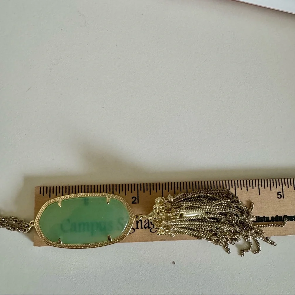 Kendra Scott long gold and green necklace - Picture 2 of 5